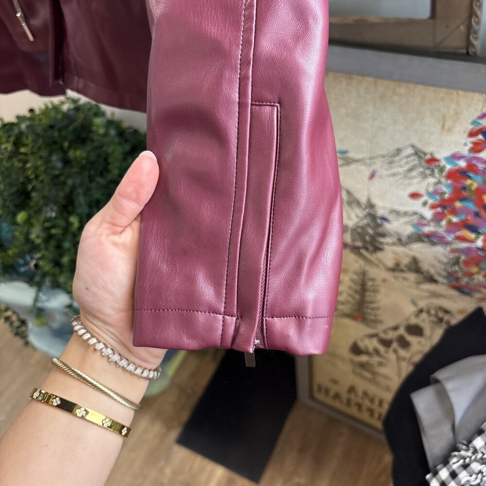 Maroon Philosophy Vegan Leather Jacket Size XL - Picture 10 of 14